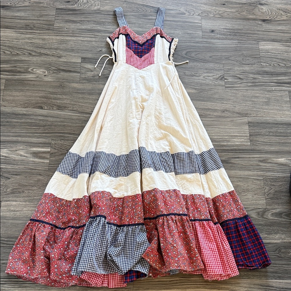 1970s GUNNE SAX Patchwork Circle Skirt Maxi Dress